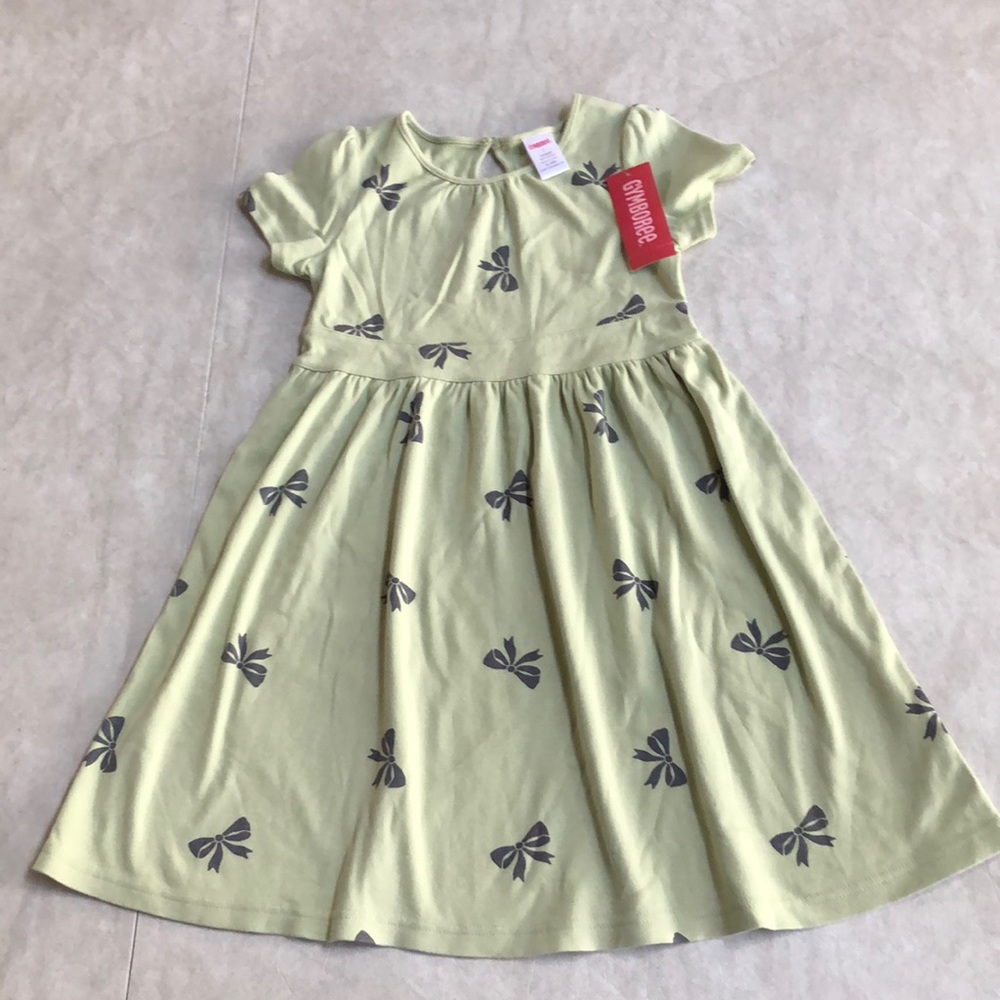 Gymboree Girls Green 100% Cotton Dress with Bow Print Size 7 and 10 yes